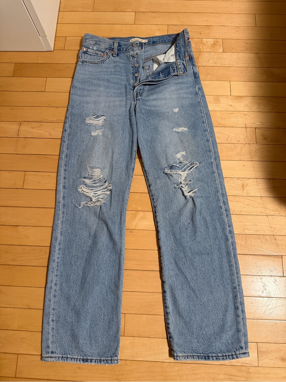 Levi's Premium Ribcage Straight Ankle Jeans Women's 27 High Rise Distressed